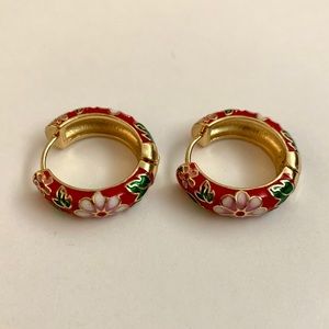 Flower Huggie Hoop Earrings